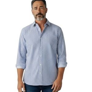 Boss Blue/white Striped Button Down Shirt cotton neck 16.5 32/33